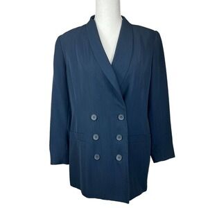JG Hook Vintage Women's Navy Blue Double Breasted Blazer Jacket Size 8P